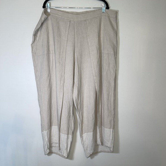 J. Jill Pants - J Jill Pure Jill 3X Culottes Beige Linen Blend Wide Leg Crop Pants NWT Womens